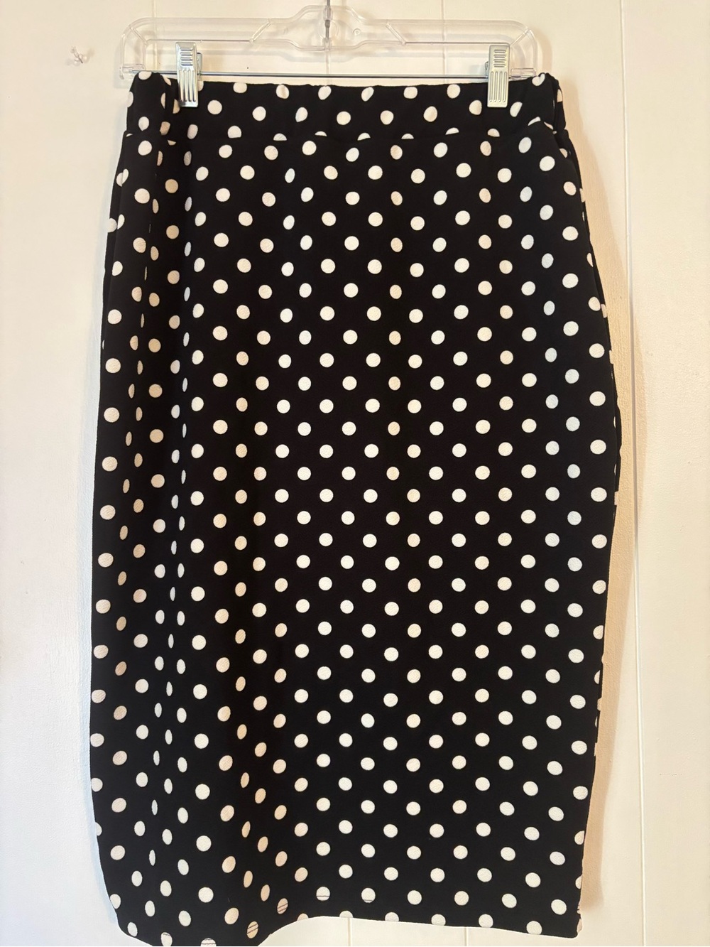 Adara Black Pencil Skirt with White Polka Dots